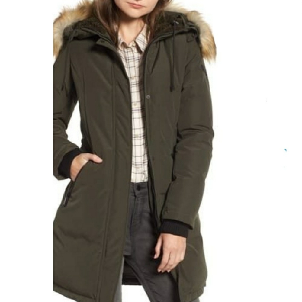 Sam Edelman Faux Fur Trim Hooded Down Jacket